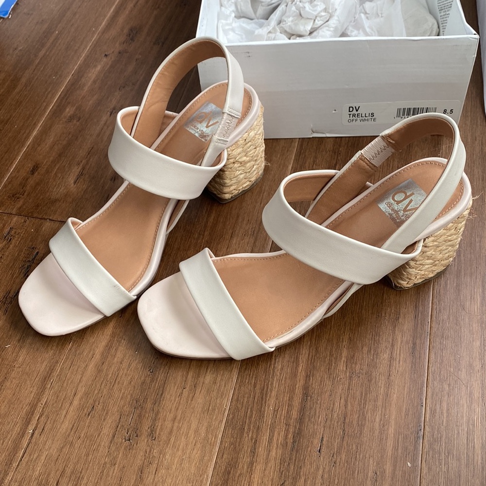 Dolce Vita Trellis Off White Block Heel Sandals